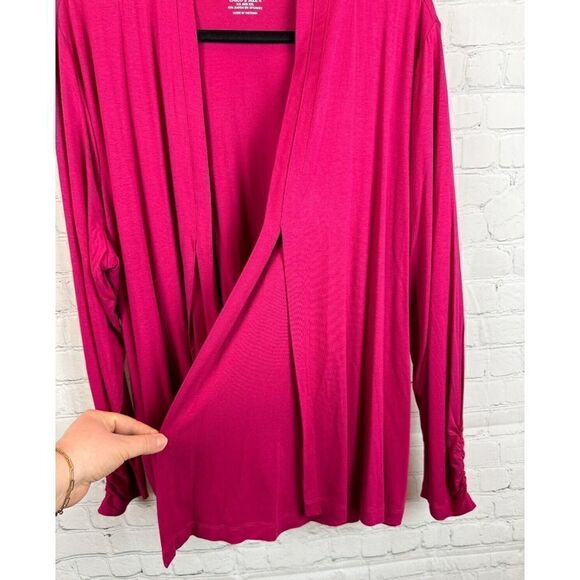 CHICO'S pink magenta knit open front waterfall cardigan sweater size 4 XXL NWOT - Picture 3 of 9